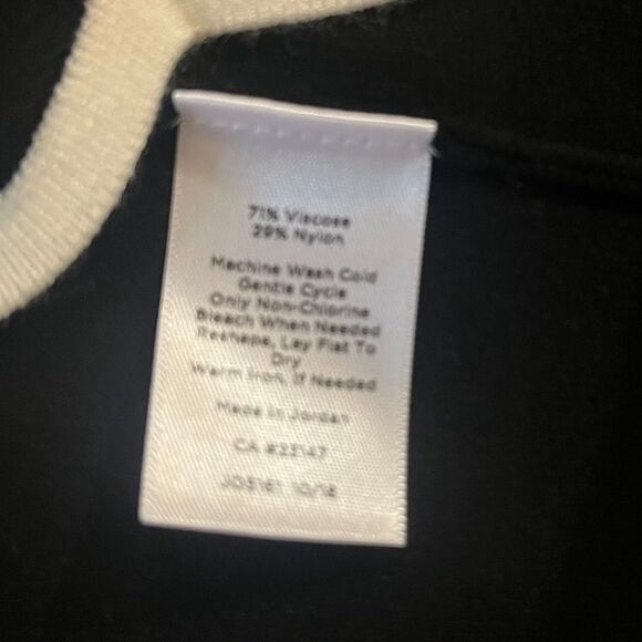 Talbots Long Scalloped Cardigan Open Front Lockets Black White Womens Small - Picture 7 of 7